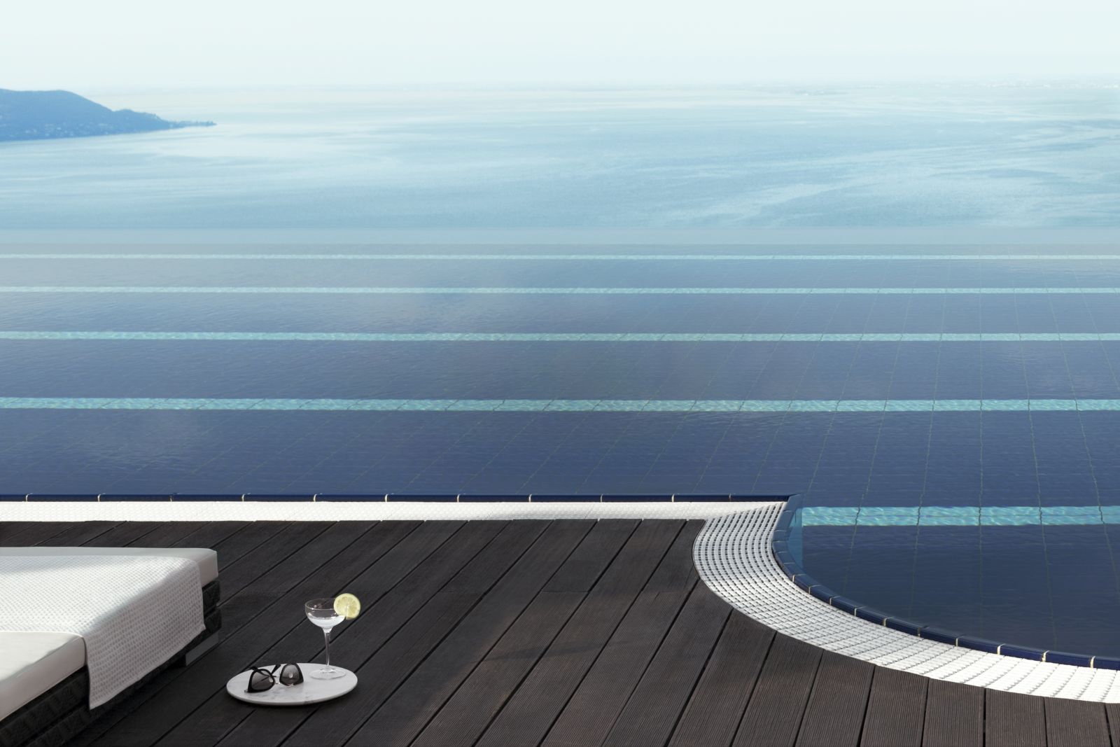 Lefay pool terrace overlooking Lake Garda