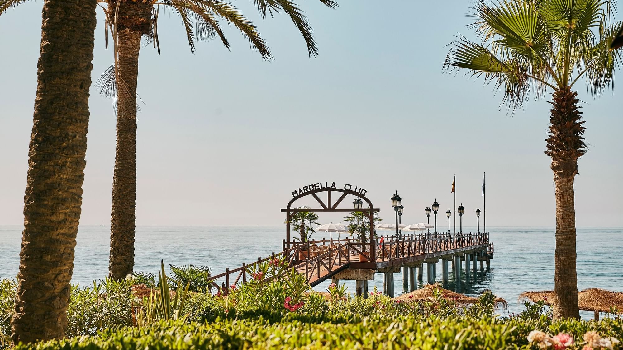 Marbella Club’s pier and Mediterranean shoreline